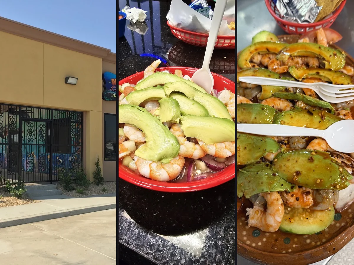 Colorful Mexican seafood dishes served together.