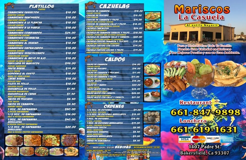Spanish and English menu items on display.